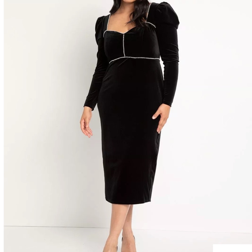 ELOQUII PEARL DETAIL VELVET DRESS SIZE 18